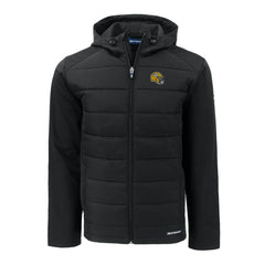 Green Bay Packers Cutter & Buck Helmet Evoke Hybrid Eco Softshell Recycled Full-Zip Hoodie Jacket Black - NFL