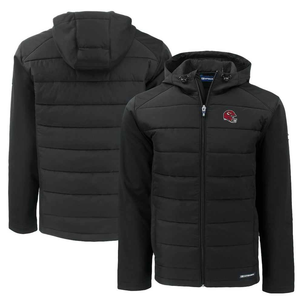 Kansas City Chiefs Cutter & Buck Helmet Evoke Hybrid Eco Softshell Recycled Full-Zip Hoodie Jacket Black - NFL