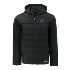Philadelphia Eagles Cutter & Buck Helmet Evoke Hybrid Eco Softshell Recycled Full-Zip Hoodie Jacket Black - NFL