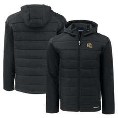 San Francisco 49ers Cutter & Buck Helmet Evoke Hybrid Eco Softshell Recycled Full-Zip Hoodie Jacket Black - NFL