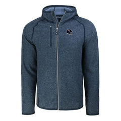 Chicago Bears Cutter & Buck Helmet Mainsail Sweater-Knit Full-Zip Hoodie Heather Navy - NFL