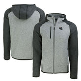 Denver Broncos Cutter & Buck Helmet Mainsail Sweater-Knit Full-Zip Hoodie Heather Gray/Heather Charcoal - NFL