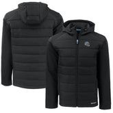 Detroit Lions Cutter & Buck Helmet Big & Tall Evoke Hybrid Eco Softshell Recycled Full-Zip Hoodie Jacket Black - NFL