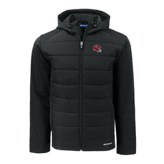 Kansas City Chiefs Cutter & Buck Helmet Big & Tall Evoke Hybrid Eco Softshell Recycled Full-Zip Hoodie Jacket Black - NFL