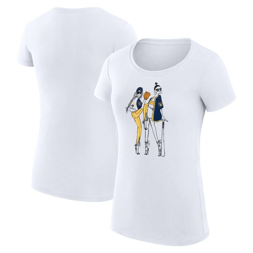 Milwaukee Brewers G-III 4Her by Carl Banks Women's Super-Slim Fit Lightweight Baseball Girls T-Shirt Lifestyle