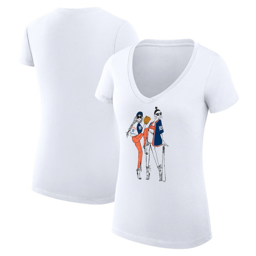 Detroit Tigers G-III 4Her by Carl Banks Women's Super-Slim Fit Lightweight Baseball V-Neck T-Shirt discount