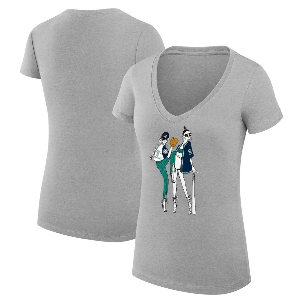Seattle Mariners G-III 4Her by Carl Banks Women's Super-Slim Fit Lightweight Baseball V-Neck T-Shirt Lifestyle