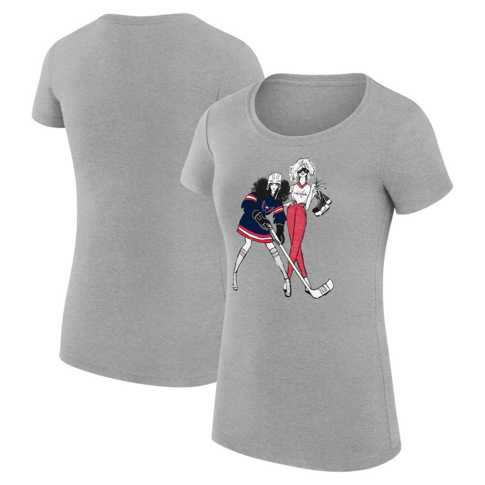 Washington Capitals G-III 4Her by Carl Banks Women's Super-Slim Fit Lightweight Hockey Girls T-Shirt Heather Gray