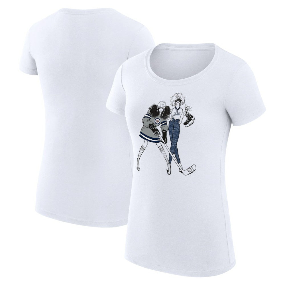 Winnipeg Jets - G-III 4Her by Carl Banks Women's Super-Slim Fit Lightweight Hockey Girls T-Shirt White