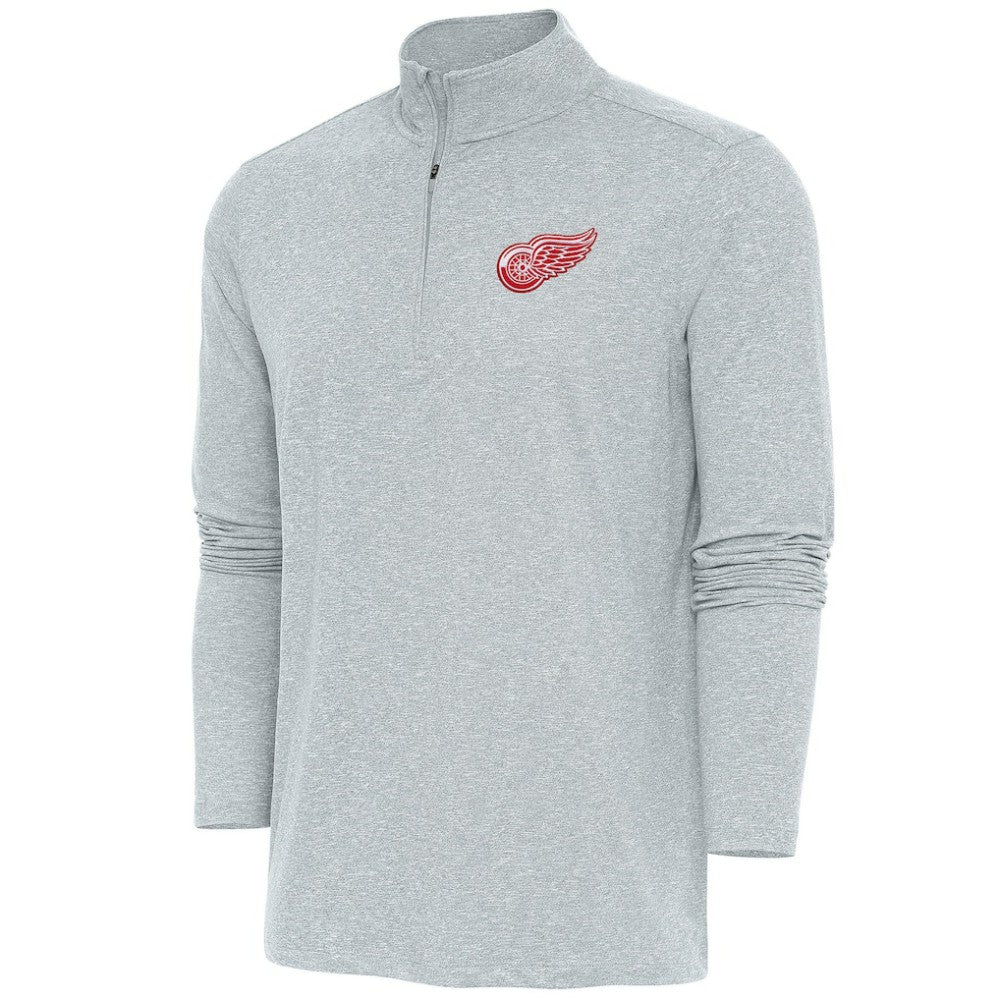 Detroit Red Wings - Antigua Hunk Quarter-Zip Pullover Top Heather Gray