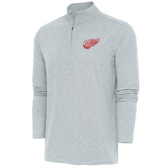 Detroit Red Wings - Antigua Hunk Quarter-Zip Pullover Top Heather Gray