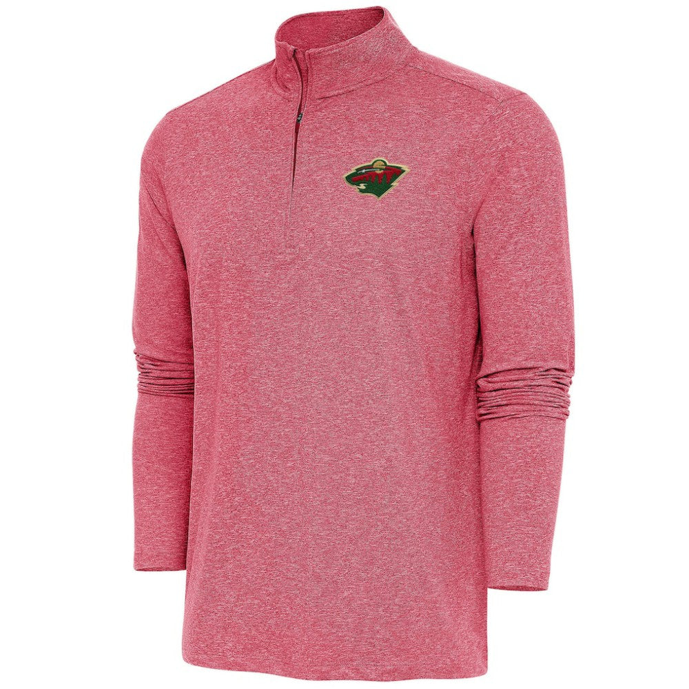 Minnesota Wild - Antigua Hunk Quarter-Zip Pullover Top Heather Red