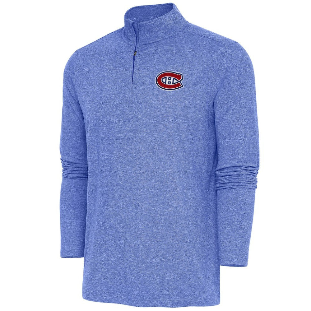 Montreal Canadiens - Antigua Hunk Quarter-Zip Pullover Top Heather Royal