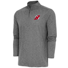 New Jersey Devils - Antigua Hunk Quarter-Zip Pullover Top Heather Black
