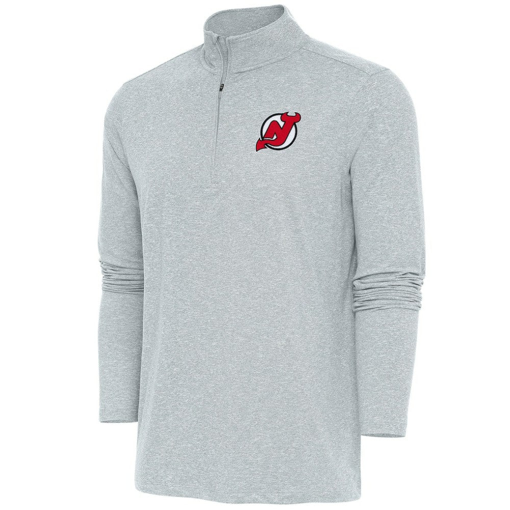 New Jersey Devils - Antigua Hunk Quarter-Zip Pullover Top Heather Gray