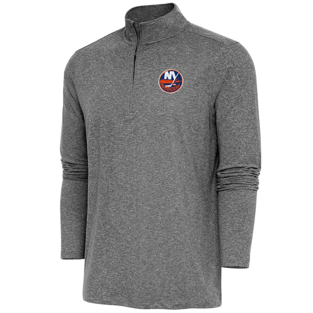 New York Islanders - Antigua Hunk Quarter-Zip Pullover Top Heather Black