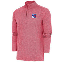 New York Rangers Antigua Hunk Quarter-Zip Pullover Top Heather Red