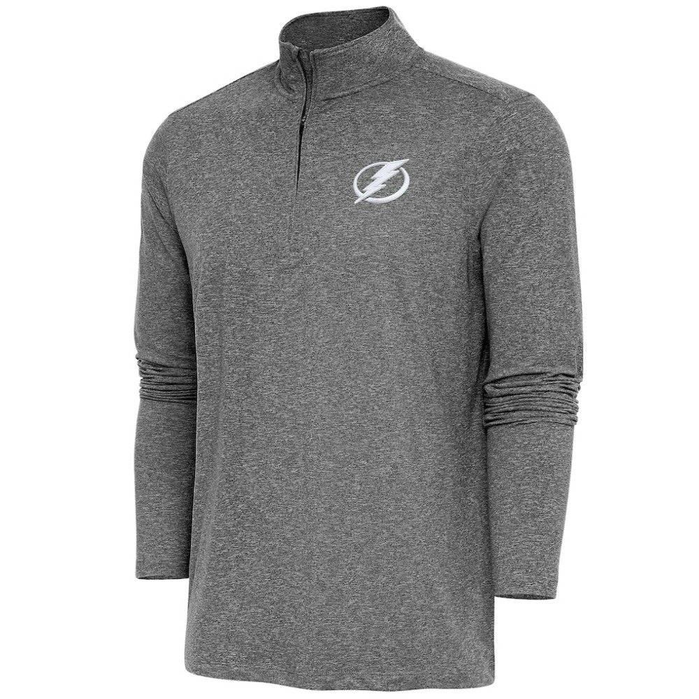 Tampa Bay Lightning - Antigua Hunk Quarter-Zip Pullover Top Heather Black
