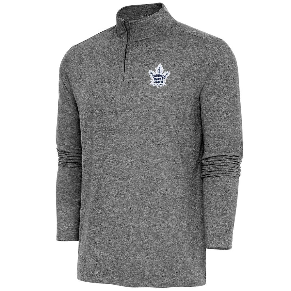 Toronto Maple Leafs - Antigua Hunk Quarter-Zip Pullover Top Heather Black