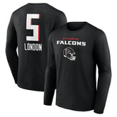 Drake London Atlanta Falcons Team Wordmark Player Name & Number Long Sleeve T-Shirt Black - NFL