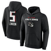 Drake London Atlanta Falcons Team Wordmark Player Name & Number Pullover Hoodie Black - NFL