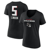 Drake London Atlanta Falcons Women's Team Wordmark Player Name & Number V-Neck T-Shirt Black - NFL