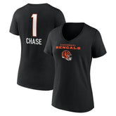 Ja'Marr Chase Cincinnati Bengals Women's Team Wordmark Player Name & Number V-Neck T-Shirt Black - NFL