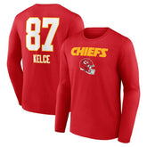 Travis Kelce Kansas City Chiefs Team Wordmark Player Name & Number Long Sleeve T-Shirt Red - NFL