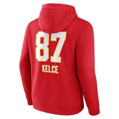 Travis Kelce Kansas City Chiefs Team Wordmark Player Name & Number Pullover Hoodie Red - NFL