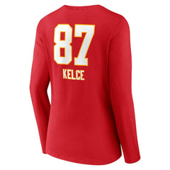Travis Kelce Kansas City Chiefs Women's Team Wordmark Player Name & Number Long Sleeve V-Neck T-Shirt Red - NFL