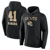 Alvin Kamara New Orleans Saints Team Wordmark Player Name & Number Pullover Hoodie Black - NFL