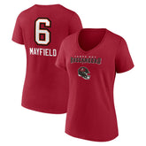 Baker Mayfield Tampa Bay Buccaneers Women's Team Wordmark Player Name & Number V-Neck T-Shirt Red - NFL