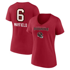 Baker Mayfield Tampa Bay Buccaneers Women's Team Wordmark Player Name & Number V-Neck T-Shirt Red - NFL