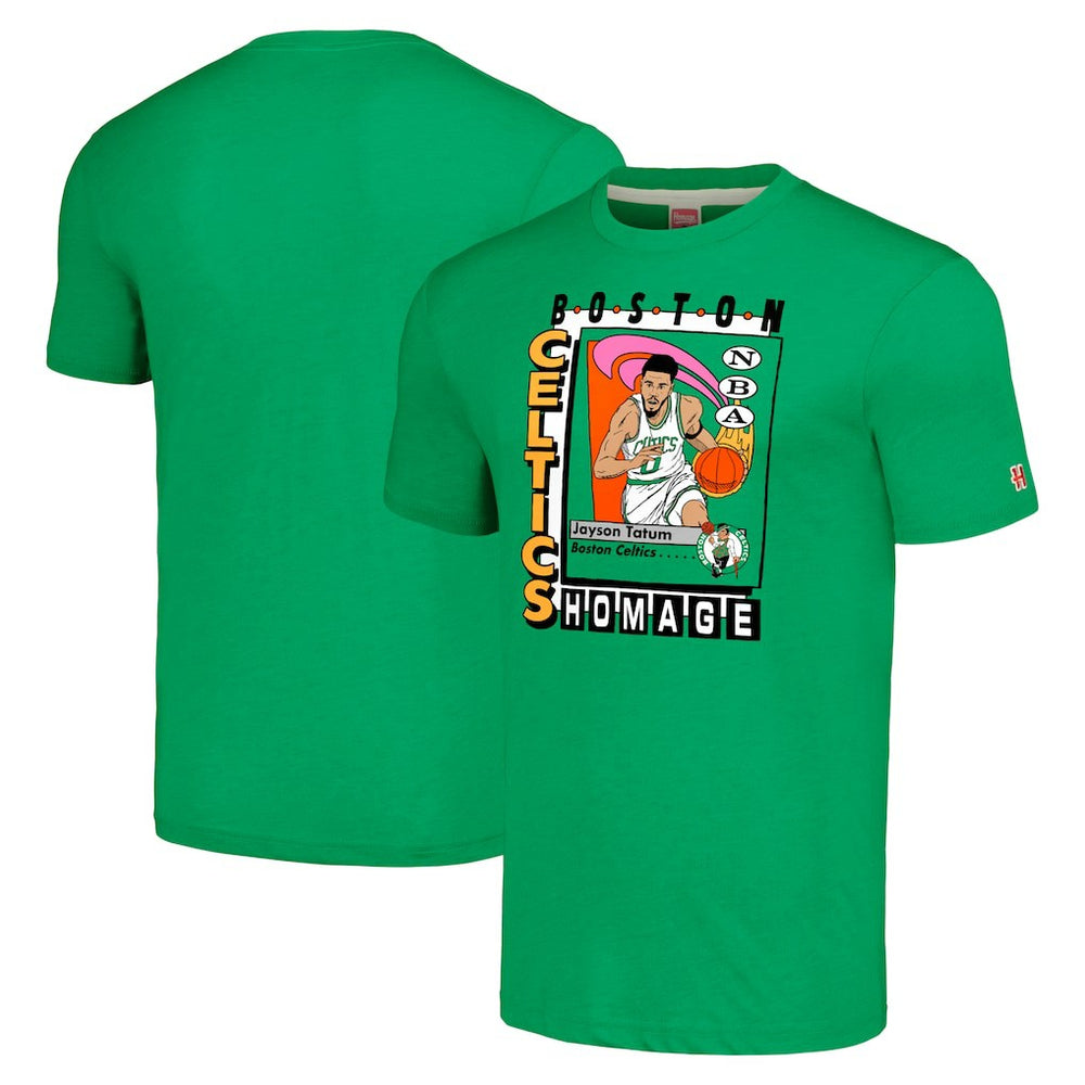 NBA - Jayson Tatum Boston Celtics Homage Unisex SkyBox Player Tri-Blend T-Shirt - Kelly Green
