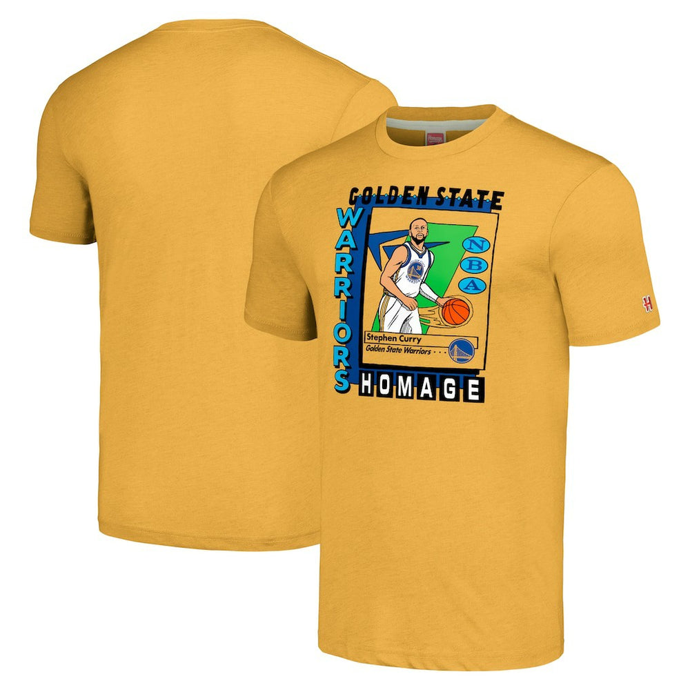 NBA - Stephen Curry Golden State Warriors Homage Unisex SkyBox Player Tri-Blend T-Shirt - Gold