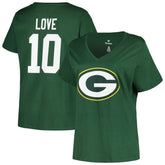 Jordan Love Green Bay Packers Women's Plus Size Name & Number V-Neck T-Shirt Green - Fanatics