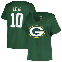 Jordan Love Green Bay Packers Women's Plus Size Name & Number V-Neck T-Shirt Green - Fanatics