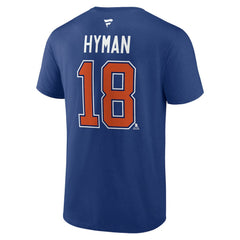 Zach Hyman Edmonton Oilers - Fanatics Authentic Stack Name & Number T-Shirt Blue