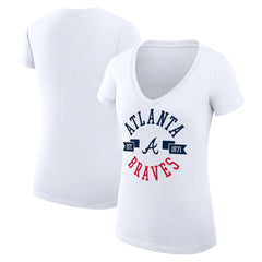 Atlanta Braves G-III 4Her by Carl Banks Women's Super-Slim Fit Lightweight City Graphic V-Neck T-Shirt Sale