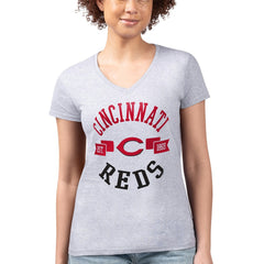 Cincinnati Reds G-III 4Her by Carl Banks Women's Super-Slim Fit Lightweight City Graphic V-Neck T-Shirt On Sale