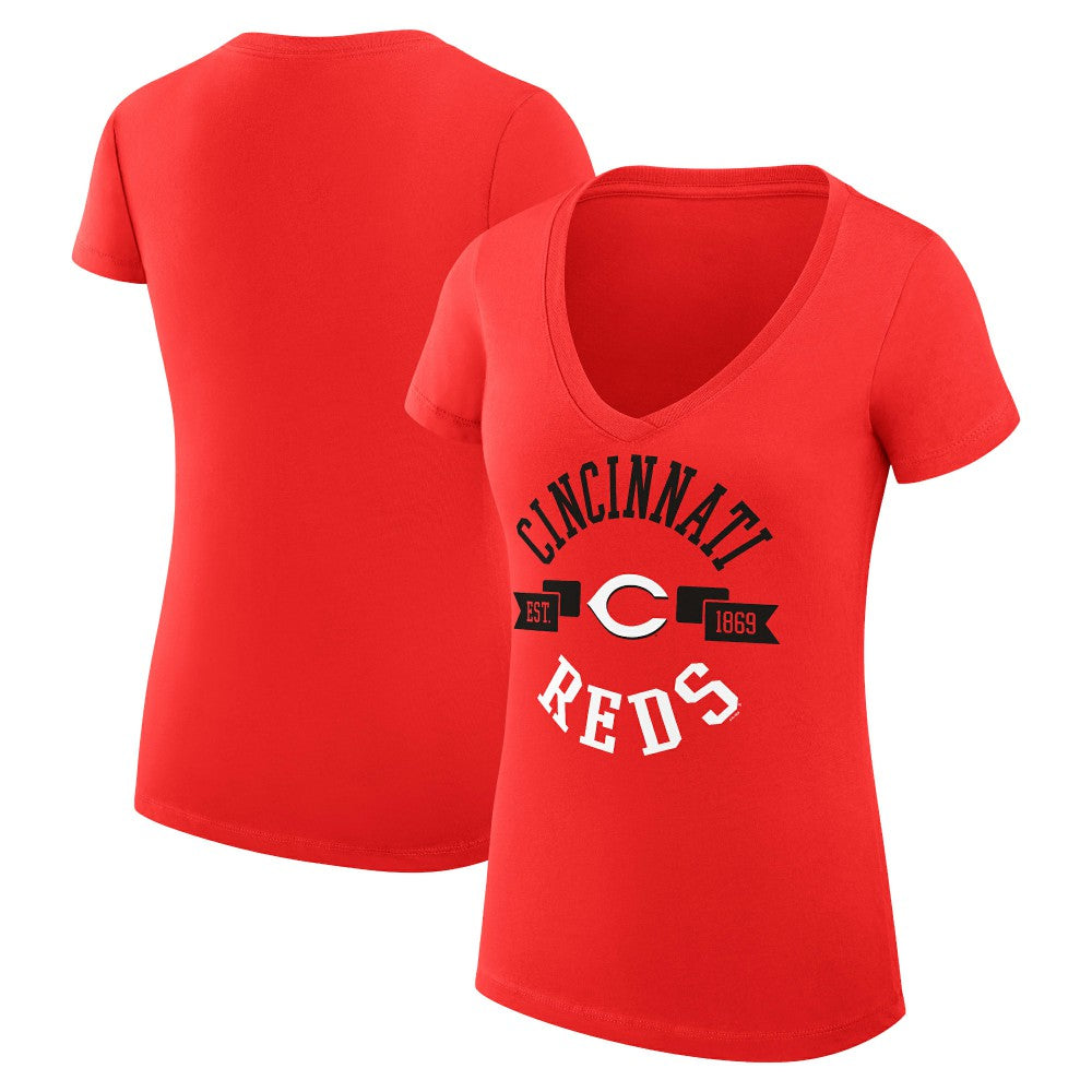 Cincinnati Reds G-III 4Her by Carl Banks Women's Super-Slim Fit Lightweight City Graphic V-Neck T-Shirt Near Me