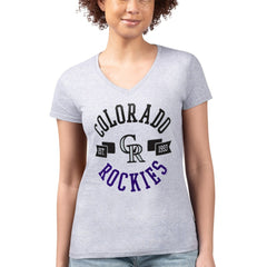 Colorado Rockies G-III 4Her by Carl Banks Women's Super-Slim Fit Lightweight City Graphic V-Neck T-Shirt Lifestyle