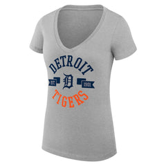Detroit Tigers G-III 4Her by Carl Banks Women's Super-Slim Fit Lightweight City Graphic V-Neck T-Shirt On Sale