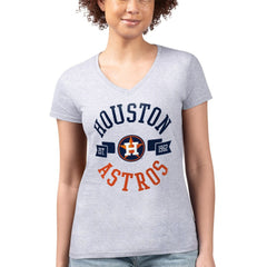 Houston Astros G-III 4Her by Carl Banks Women's Super-Slim Fit Lightweight City Graphic V-Neck T-Shirt Lifestyle