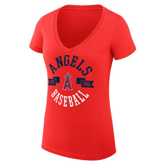 Los Angeles Angels G-III 4Her by Carl Banks Women's Super-Slim Fit Lightweight City Graphic V-Neck T-Shirt On Sale