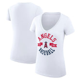 Los Angeles Angels G-III 4Her by Carl Banks Women's Super-Slim Fit Lightweight City Graphic V-Neck T-Shirt On Sale