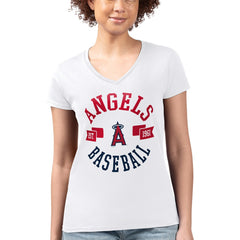 Los Angeles Angels G-III 4Her by Carl Banks Women's Super-Slim Fit Lightweight City Graphic V-Neck T-Shirt On Sale