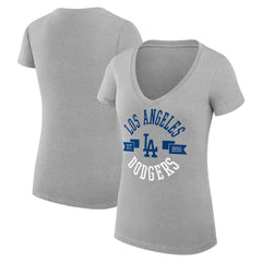 Los Angeles Dodgers G-III 4Her by Carl Banks Women's Super-Slim Fit Lightweight City Graphic V-Neck T-Shirt Lifestyle