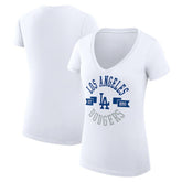 Los Angeles Dodgers G-III 4Her by Carl Banks Women's Super-Slim Fit Lightweight City Graphic V-Neck T-Shirt Online