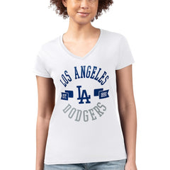 Los Angeles Dodgers G-III 4Her by Carl Banks Women's Super-Slim Fit Lightweight City Graphic V-Neck T-Shirt Online